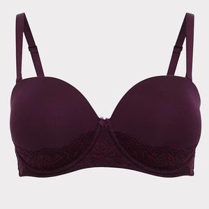 Torrid NWT 40D Microfiber Lace Push Up Multiway Strapless Bra Grape Purp…